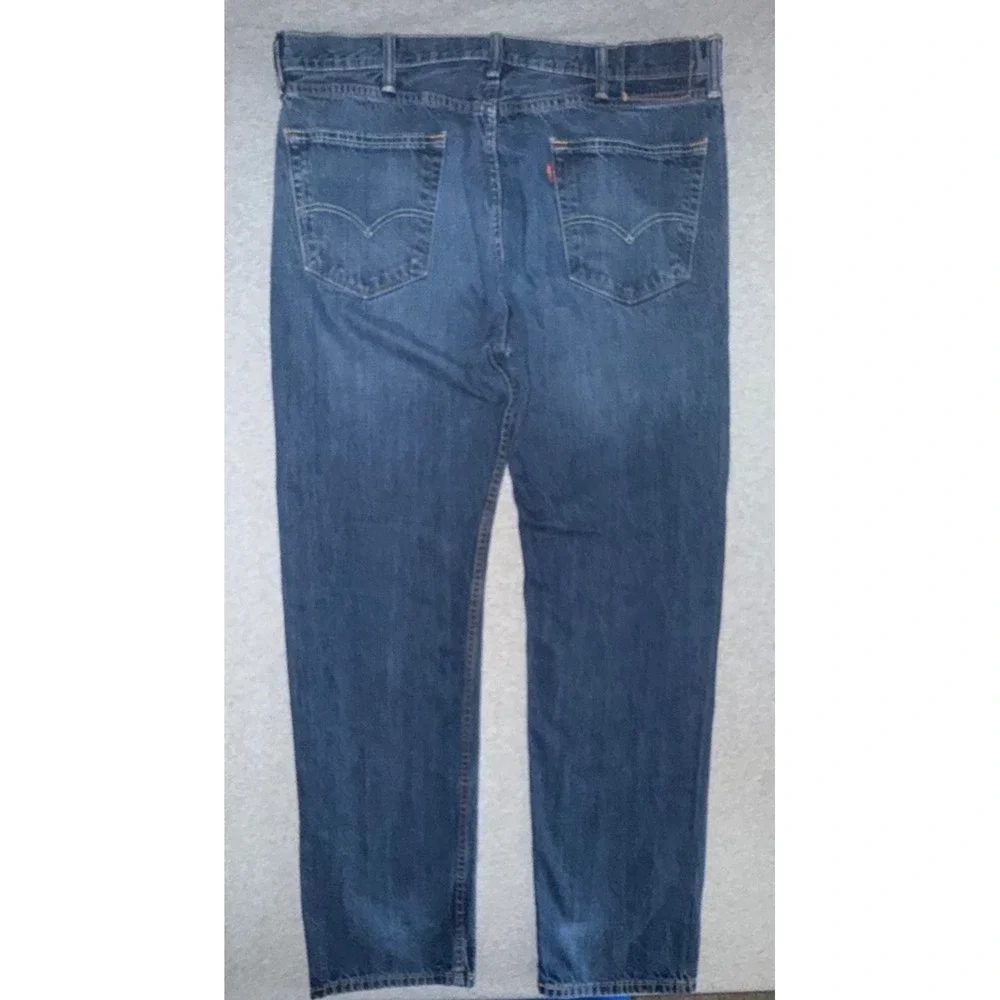 Levi 505 Mens Regular Straight Fit Blue Jeans Dark Wash Workwear Size 38x34